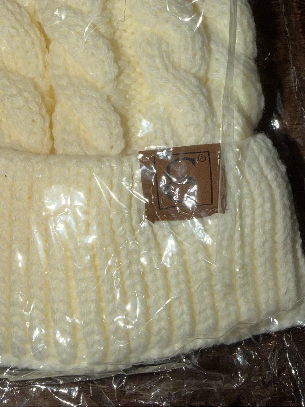 Kids Cream Cable-Knit Pom Beanie - Brand